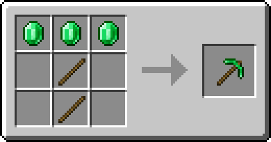 Emerald pickaxe crafting recipe