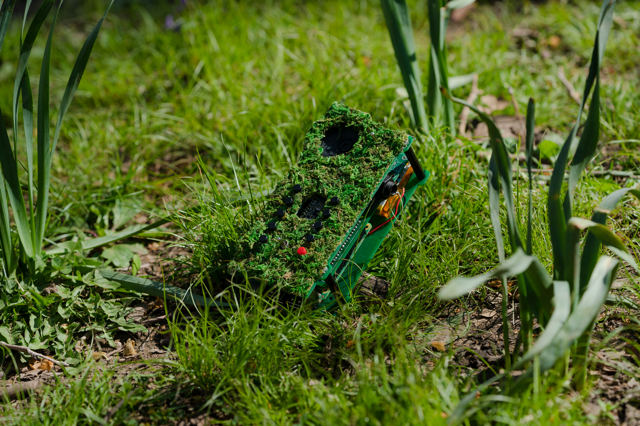 Harvester on grass