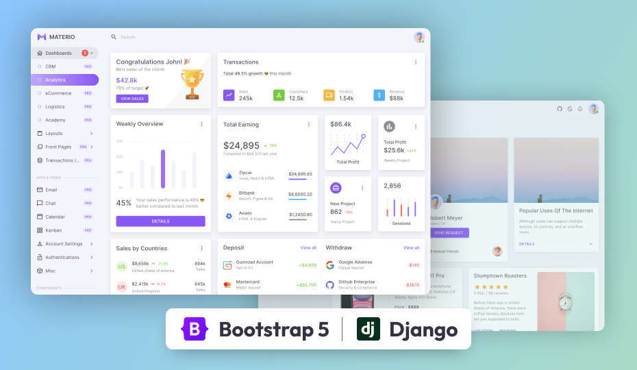 Materio - Bootstrap 5 HTML Django Admin Template Demo Screenshot