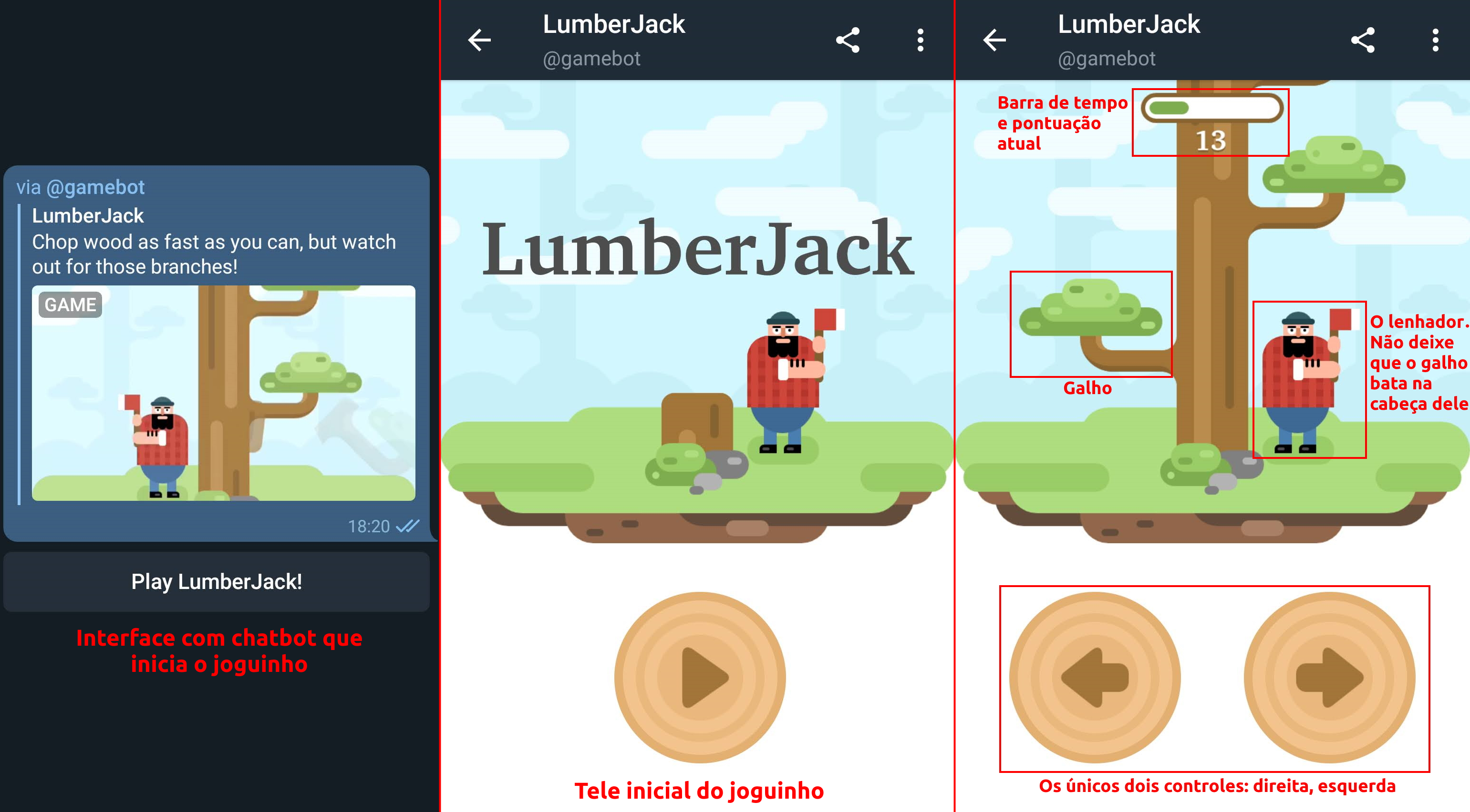 Componentes do jogo LumberJack