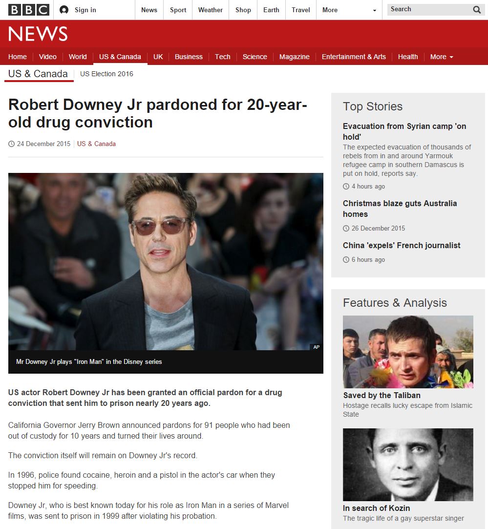 BBC News example page