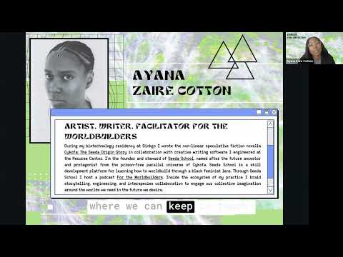 Instructor Ayana Zaire Cotton introduces themselves and shares their bio on Zoom