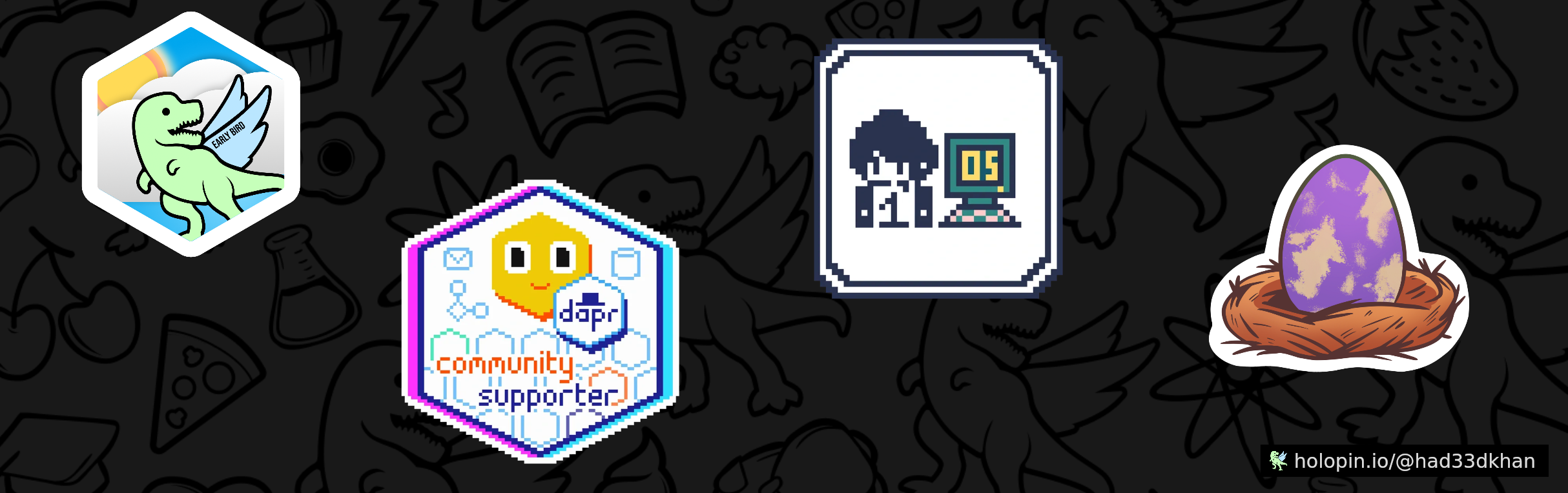 An image of @had33dkhan's Holopin badges, which is a link to view their full Holopin profile