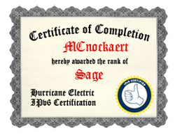 IPv6 Certification Badge for MCnockaert