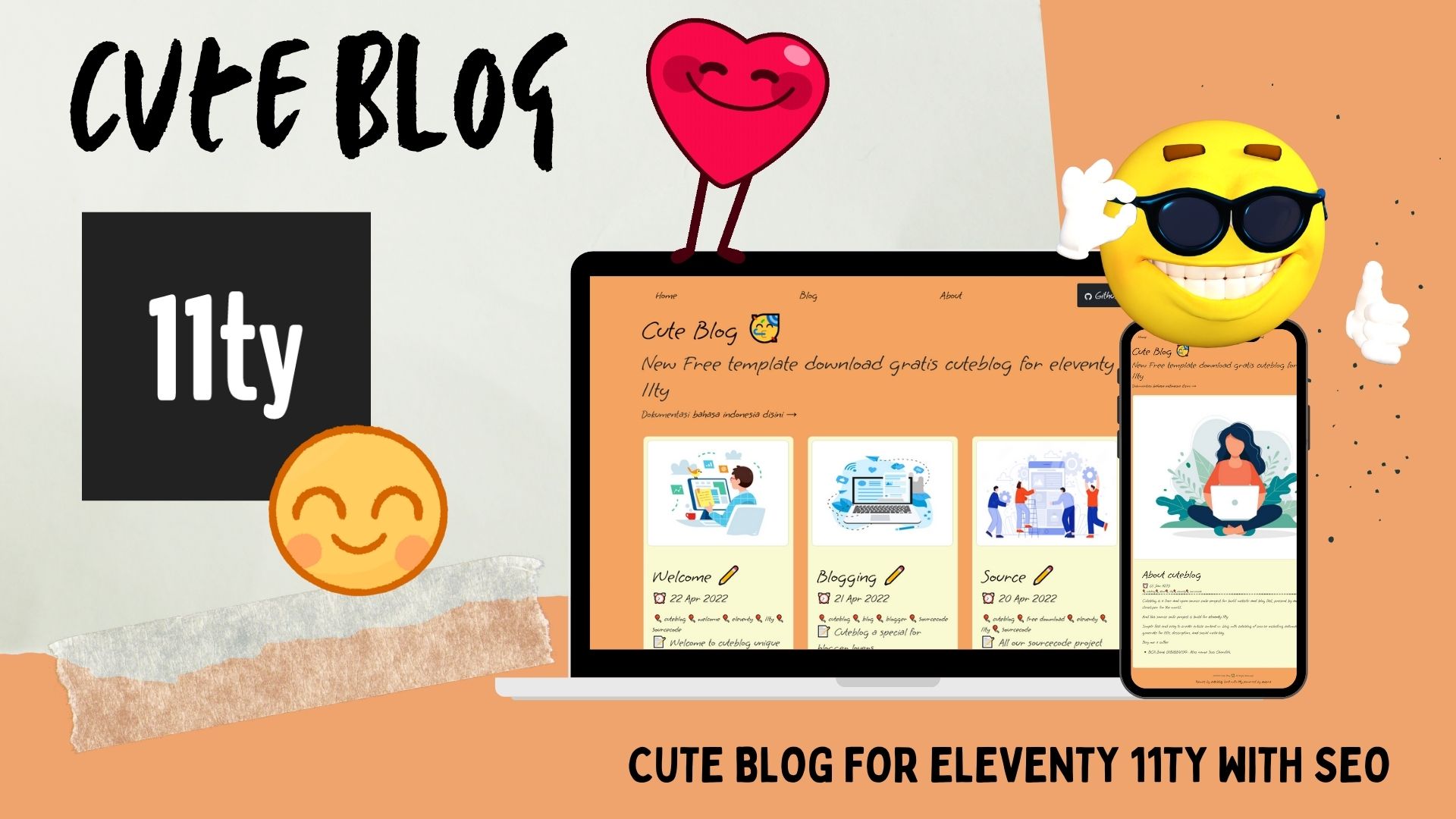 cuteblog free tempalte for eleventy 11ty