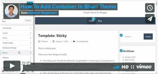 How To Add Container In Bhari Theme