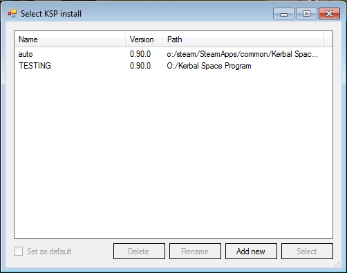 Choose KSP install