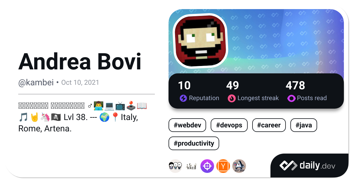 Andrea Bovi's Dev Card