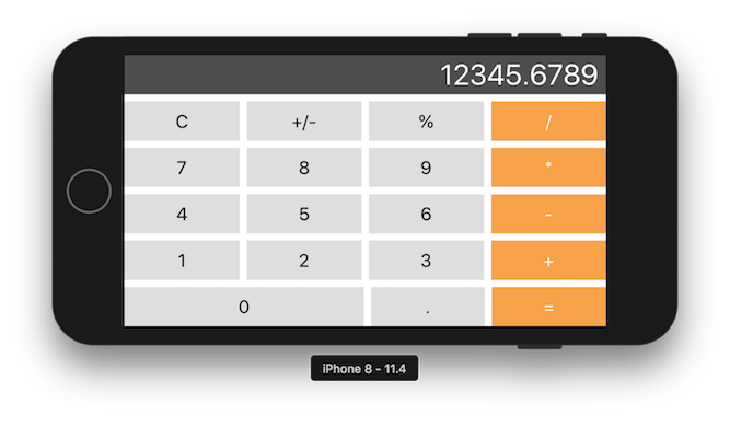 calculator iPhone8 horizontal