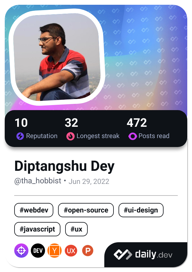 Diptangshu Dey's Dev Card