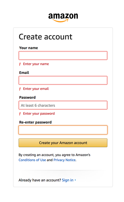 Amazon form, image source: https://blog.prototypr.io/creating-user-friendly-forms-46e3f7f4eef2 