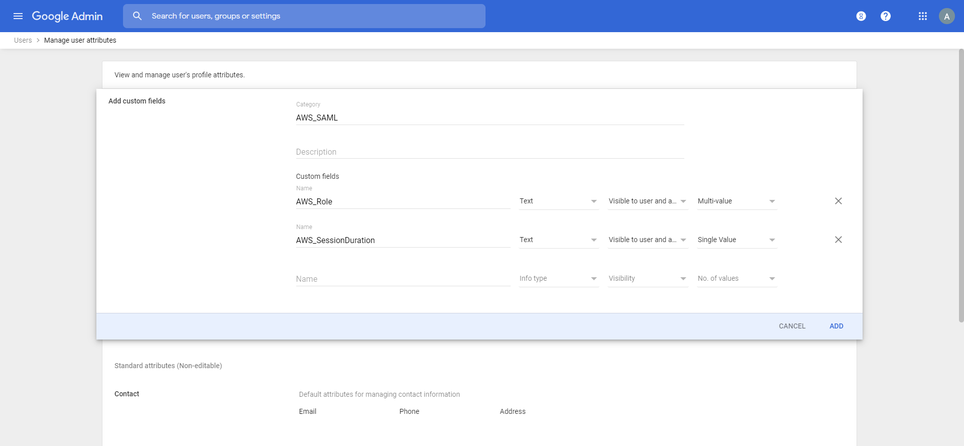 AWS SAML Custom Attributes