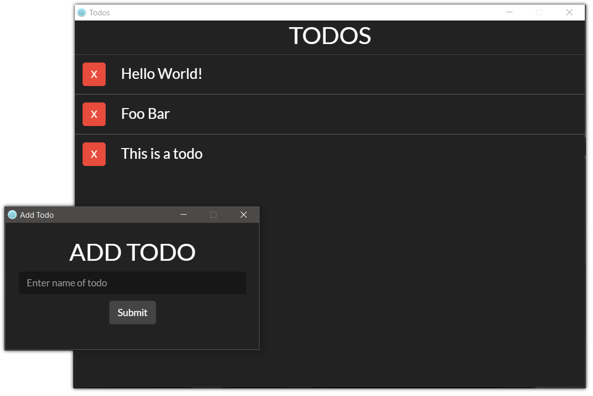 Screenshot of completed todo app