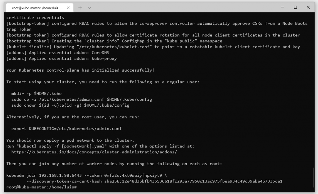 kubeadm init successfully