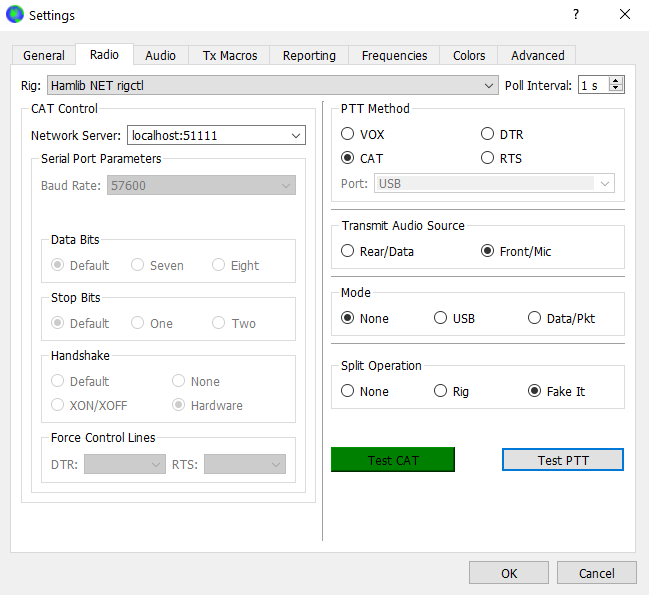 WSJT settings