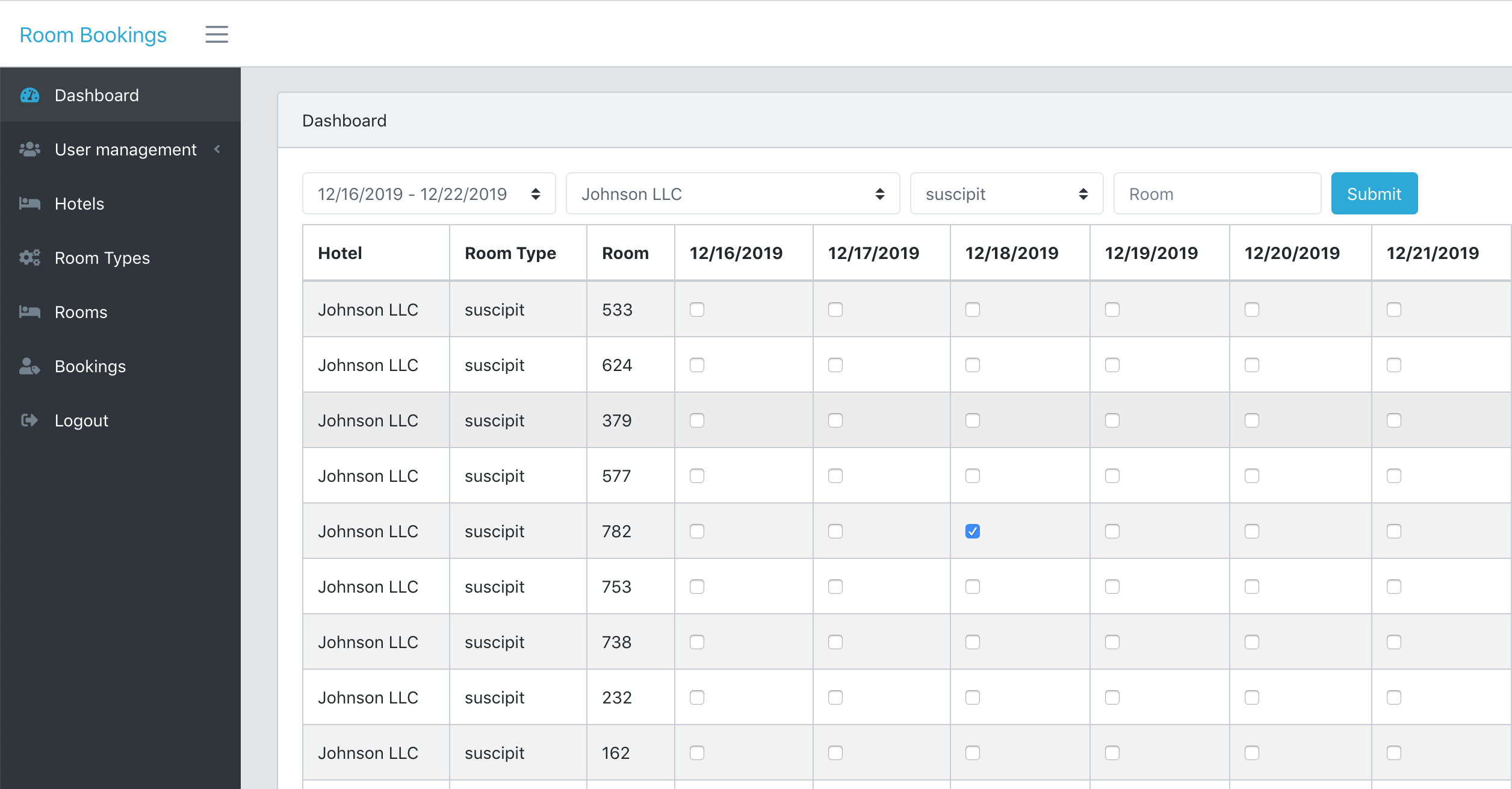 Laravel Hotel Room Booking