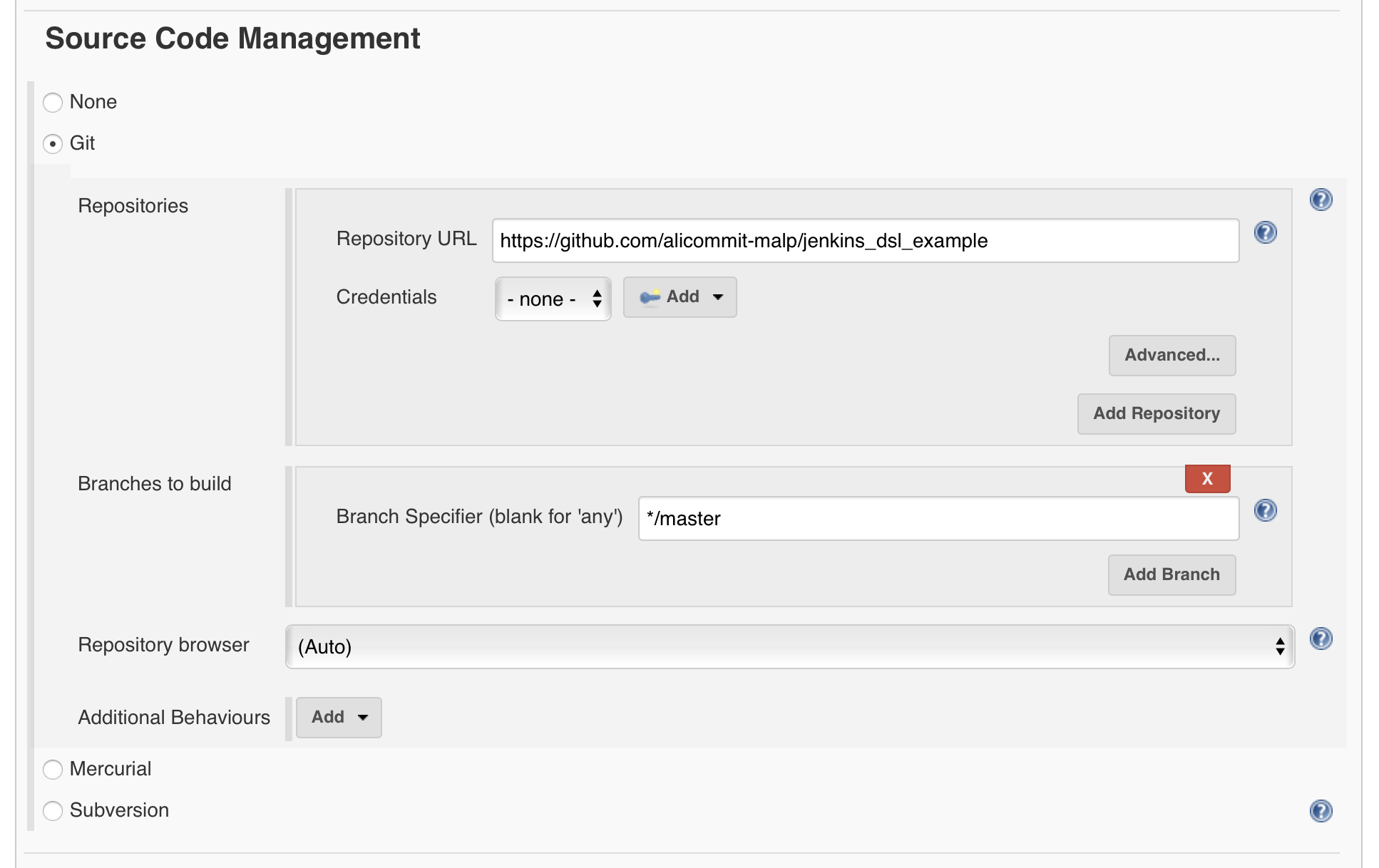 DSL job source control management