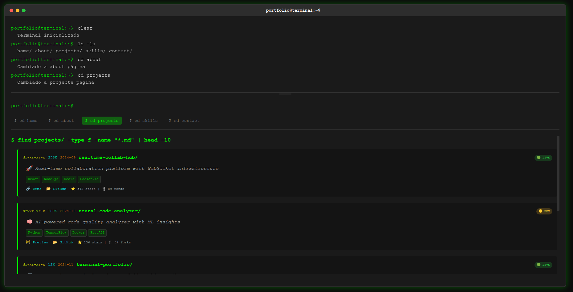 GitHub - jfvc52/ejemplo-console-portfolio: Portfolio Terminal ...