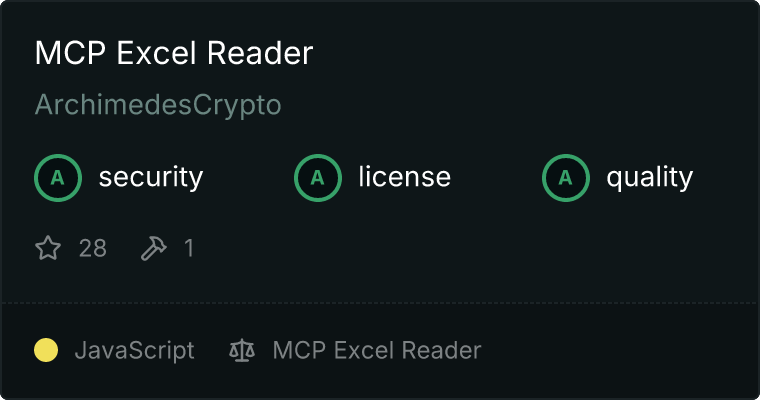 Excel Reader MCP server