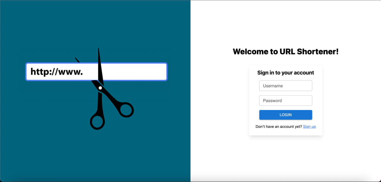 URL Shortener - Login Page