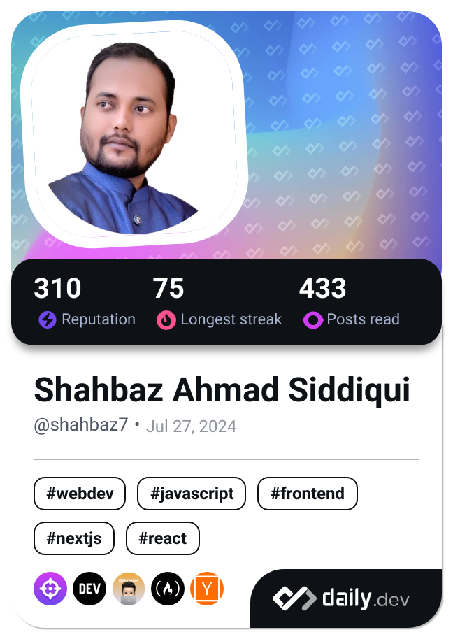 Shahbaz Ahmad Siddiqui's Dev Card