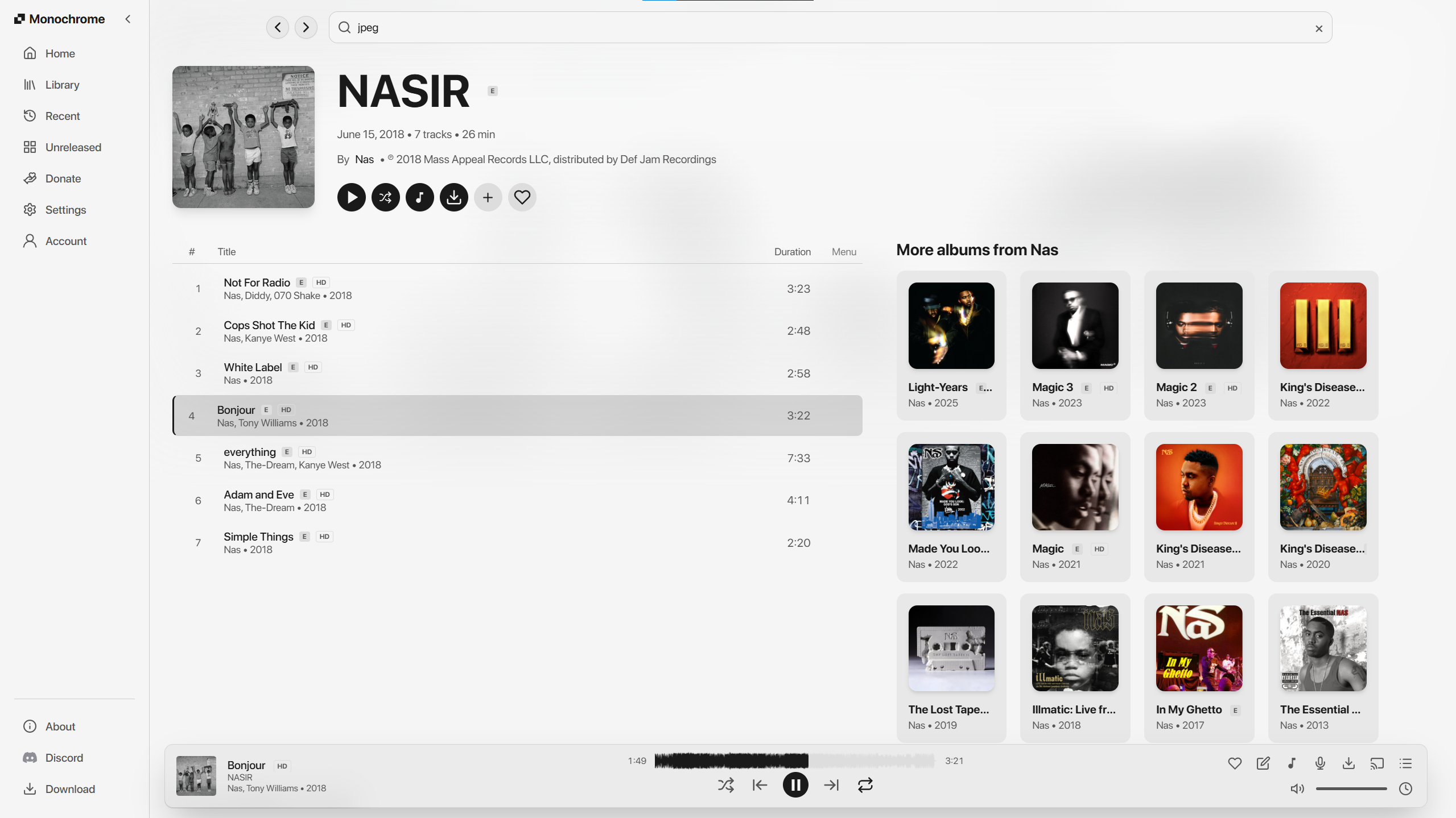 Image of 'NASIR' By Nas On Monochrome