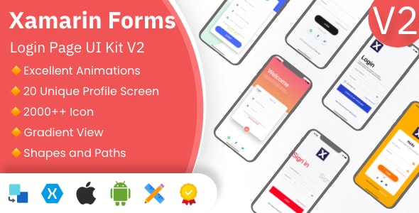 Xamarin XamUI Login Pages UI Kit 2 | Xamarin Forms