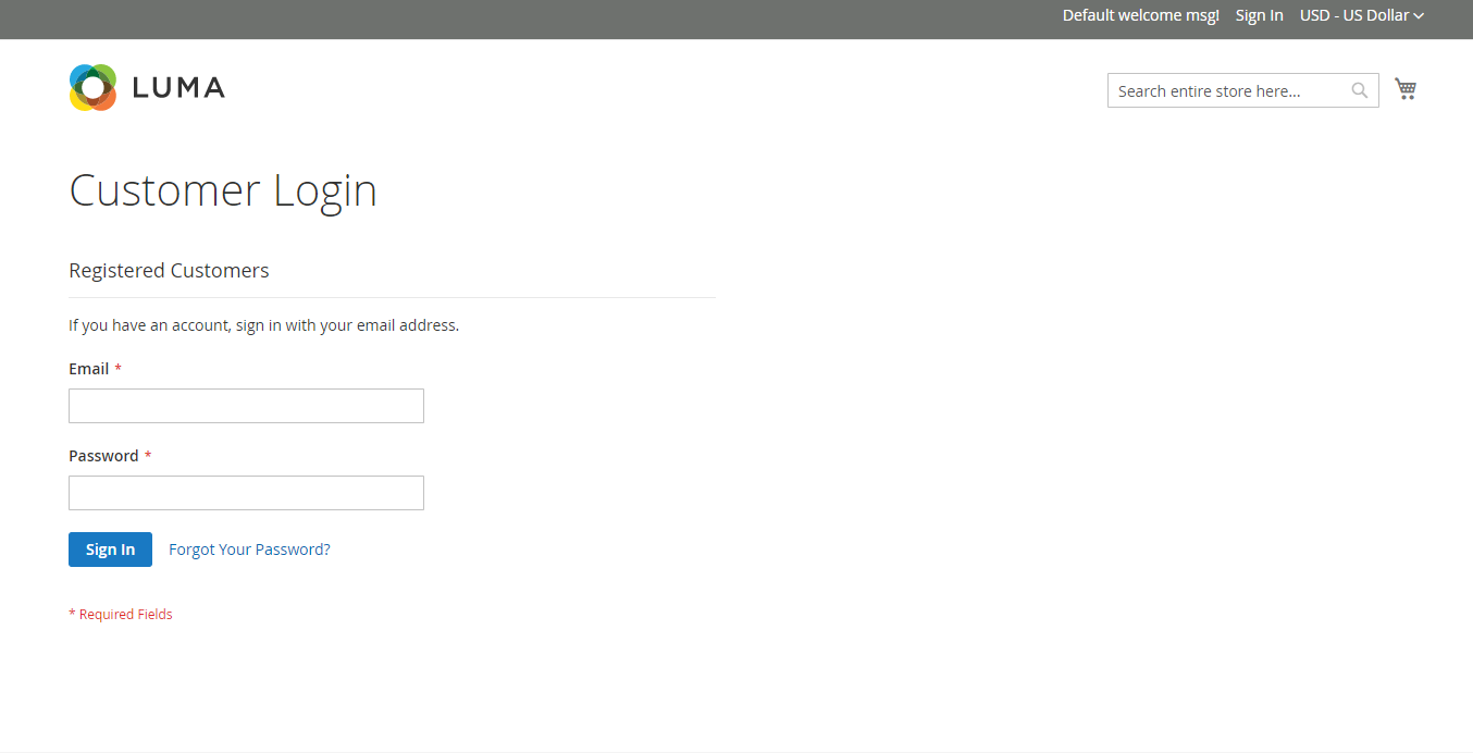 Customer Page Login Page after module activation