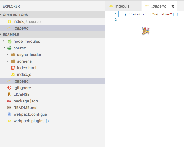 example .babelrc config file