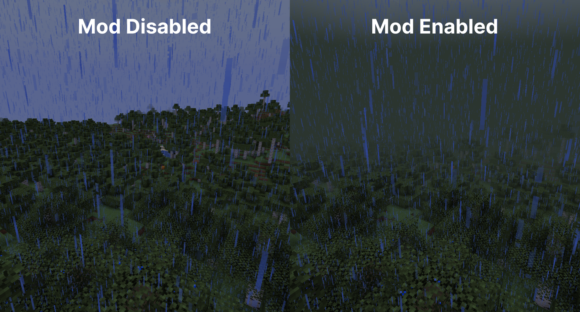 Weather Fog comparison (left: Mod Disabled; right: Mod Enabled)