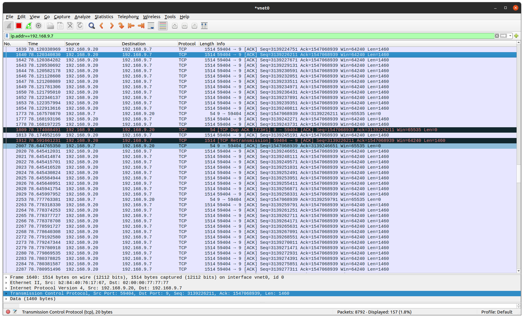 Sample PyTCP log output