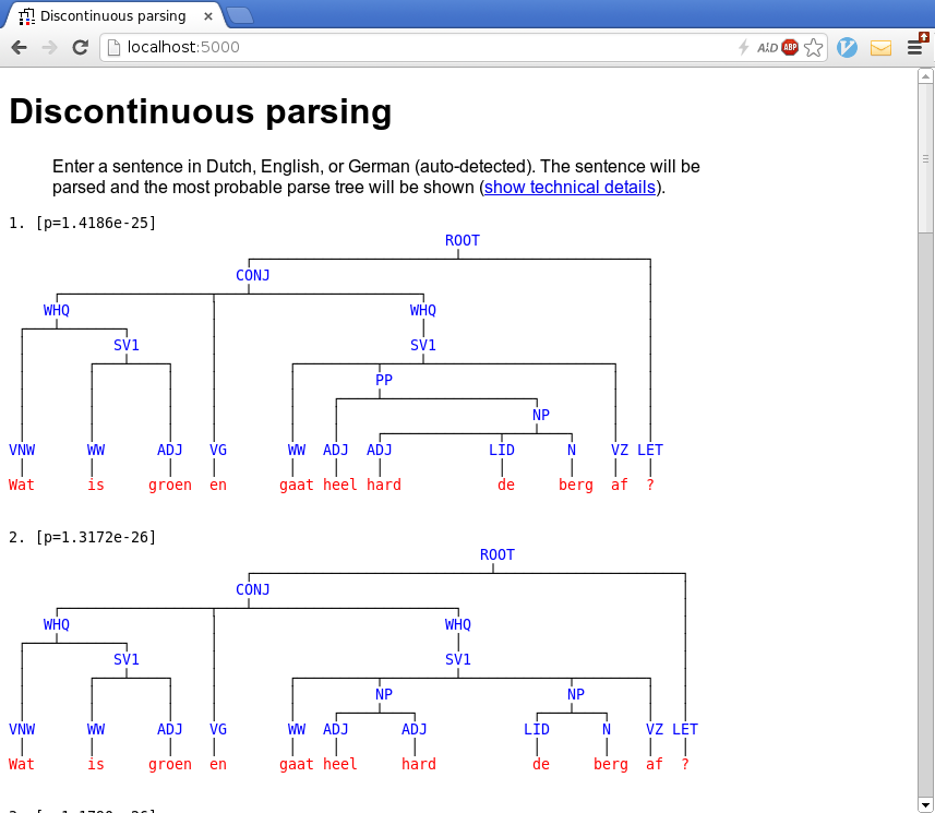 The web interface to the parser.