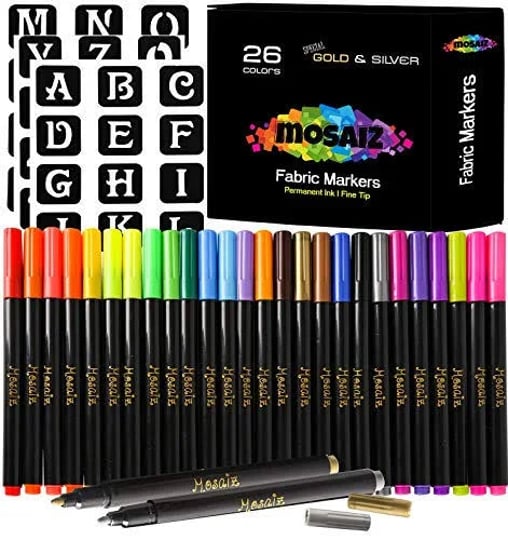 mosaiz-fabric-markers-set-of-26-colors-fabric-pens-permanent-canvas-markers-fabric-paint-pens-fabric-1