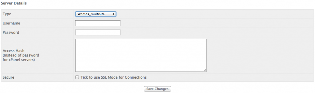 WHMCS - Add Server Details