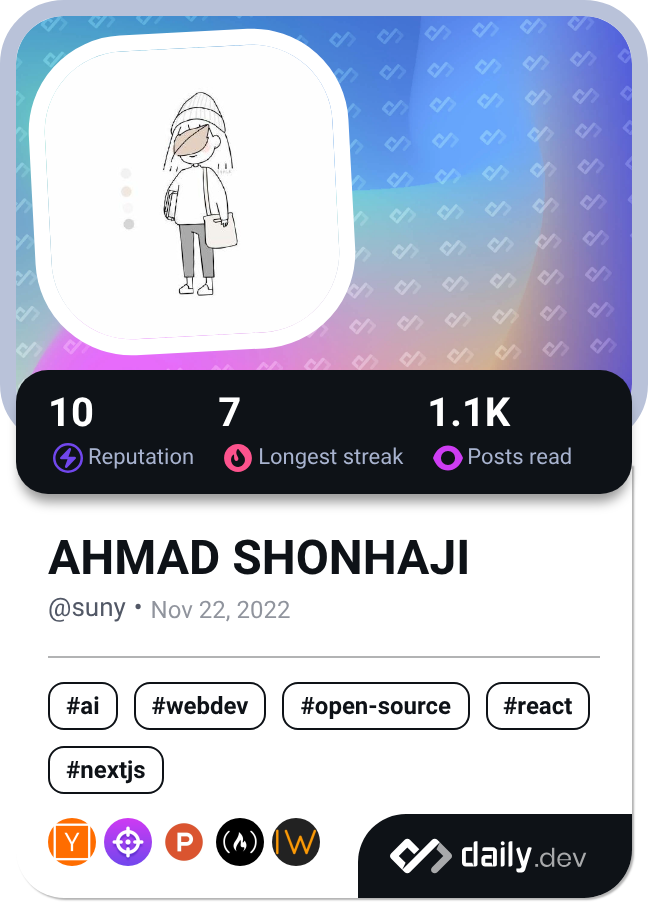 AHMAD SHONHAJI's Dev Card