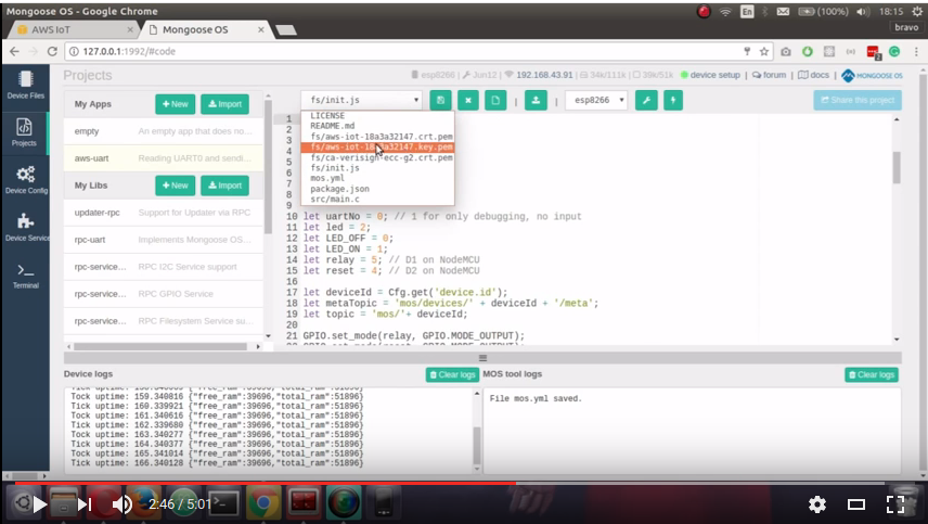 Mongoose OS + AWS IoT