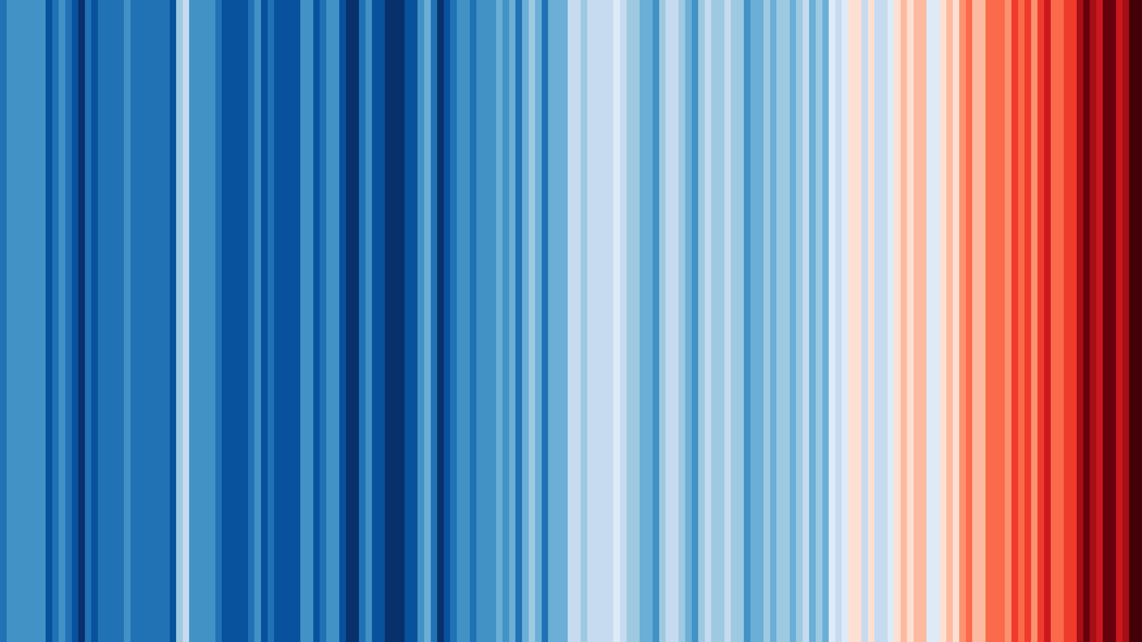 These ‘warming stripe’ graphics are visual representations of the change in temperature as measured in each country over the past 100+ years. Each stripe or bar represents the temperature in that country averaged over a year. This stripes are based on global data from 1850 to 2024 and are created by Ed Hawkins.