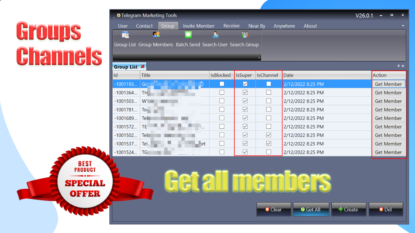 Telegram Marketing Tools Bulk Scraper/Extract/Add/Search/Invite Member|Join Group 45.1.1