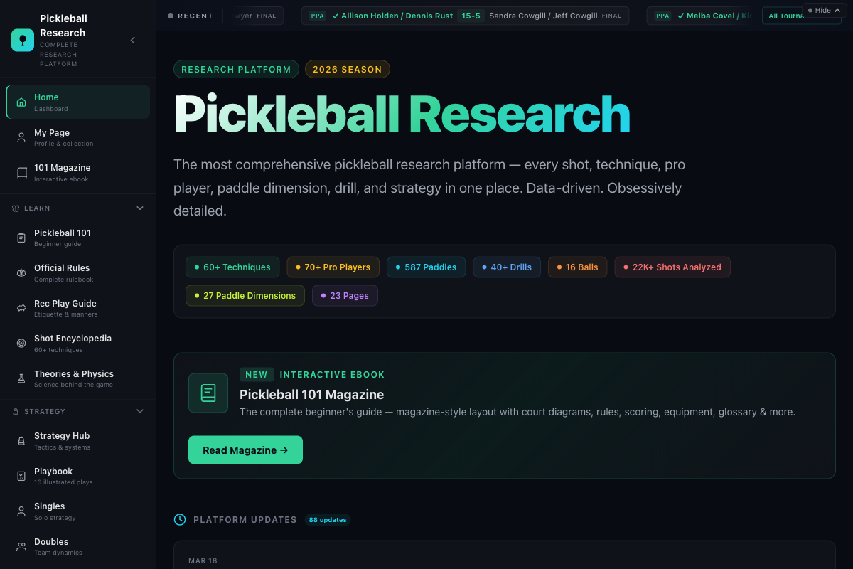Pickleball Research Screenshot