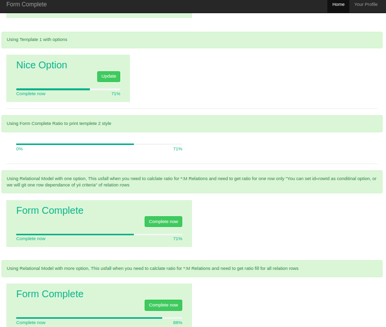 Yii2 formCompleteRatio screenshot_new_model