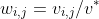 w_{i,j} = v_{i,j}/v^*