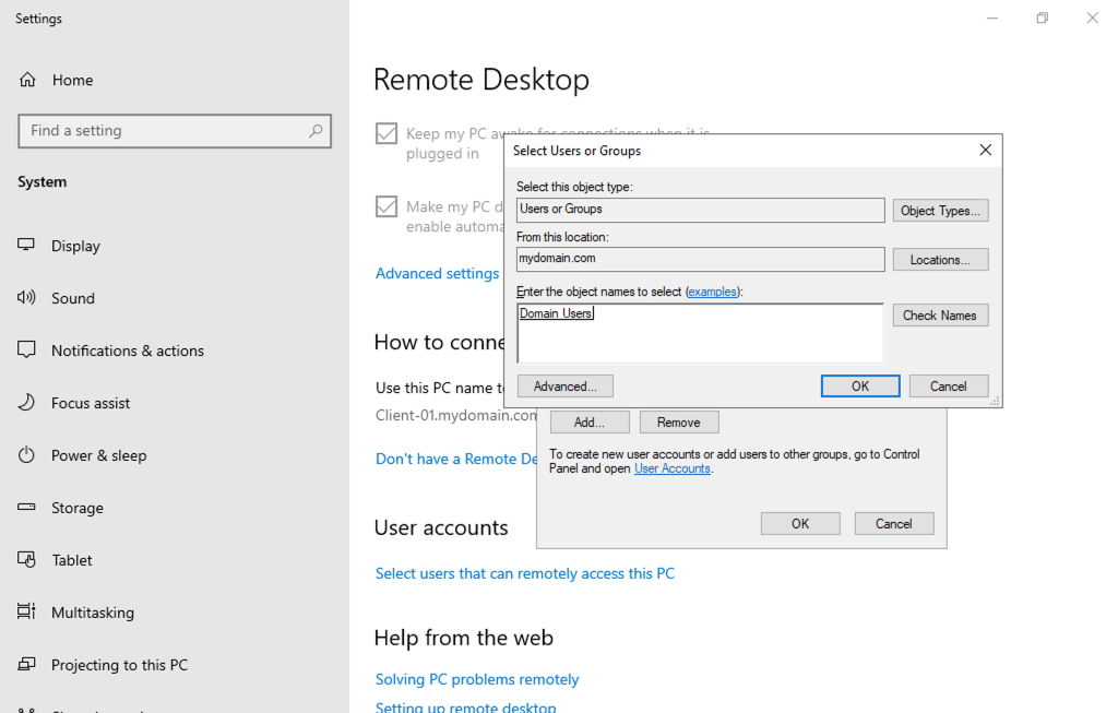 Remote Desktop Setting