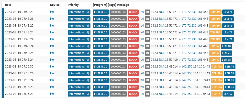 pfSense filterlog