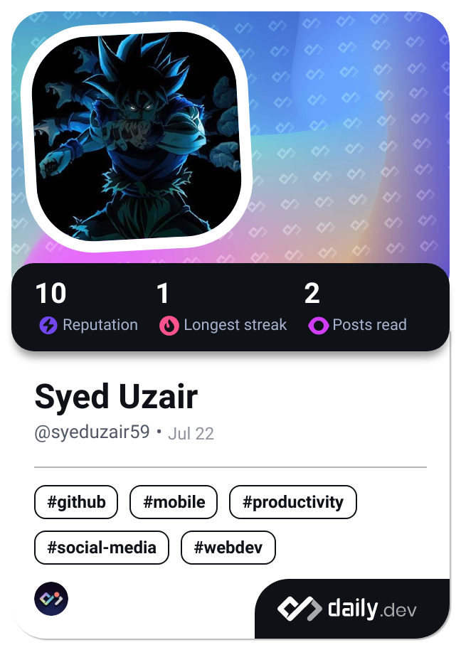 Syed Uzair's Dev Card