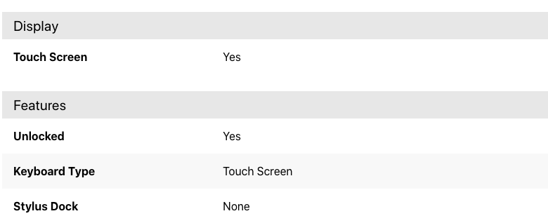 Product Specifications Example