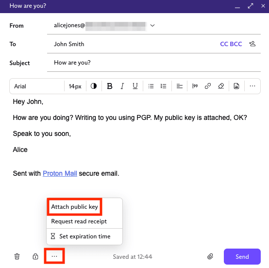 Proton Mail Attach Public Key