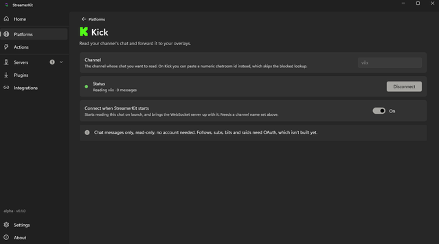 Kick configuration