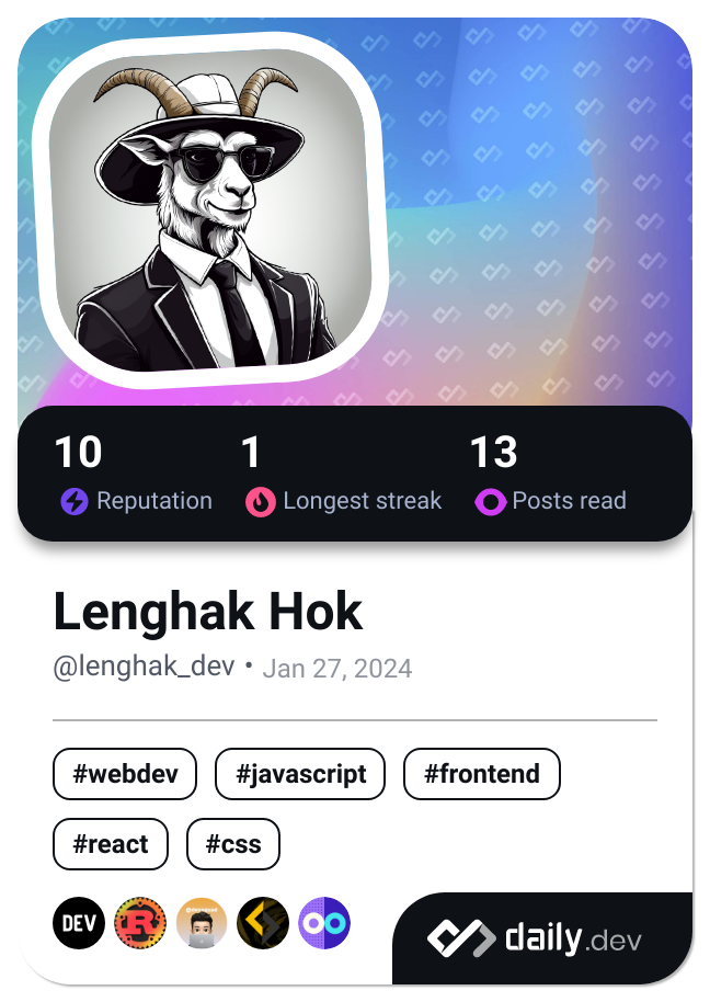 Lenghak Hok's Dev Card