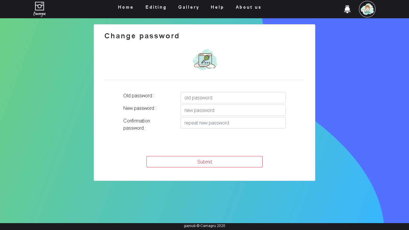 Image of camagru change password