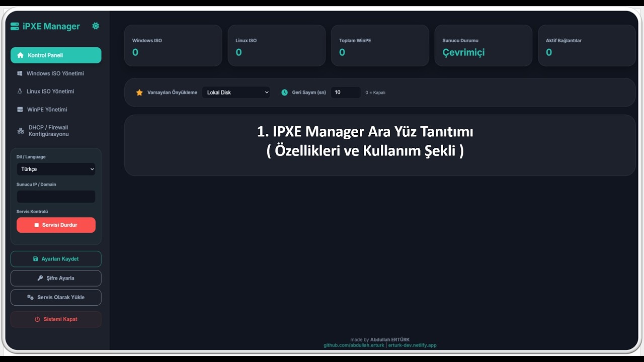 iPXE Manager Arayüz Tanıtımı